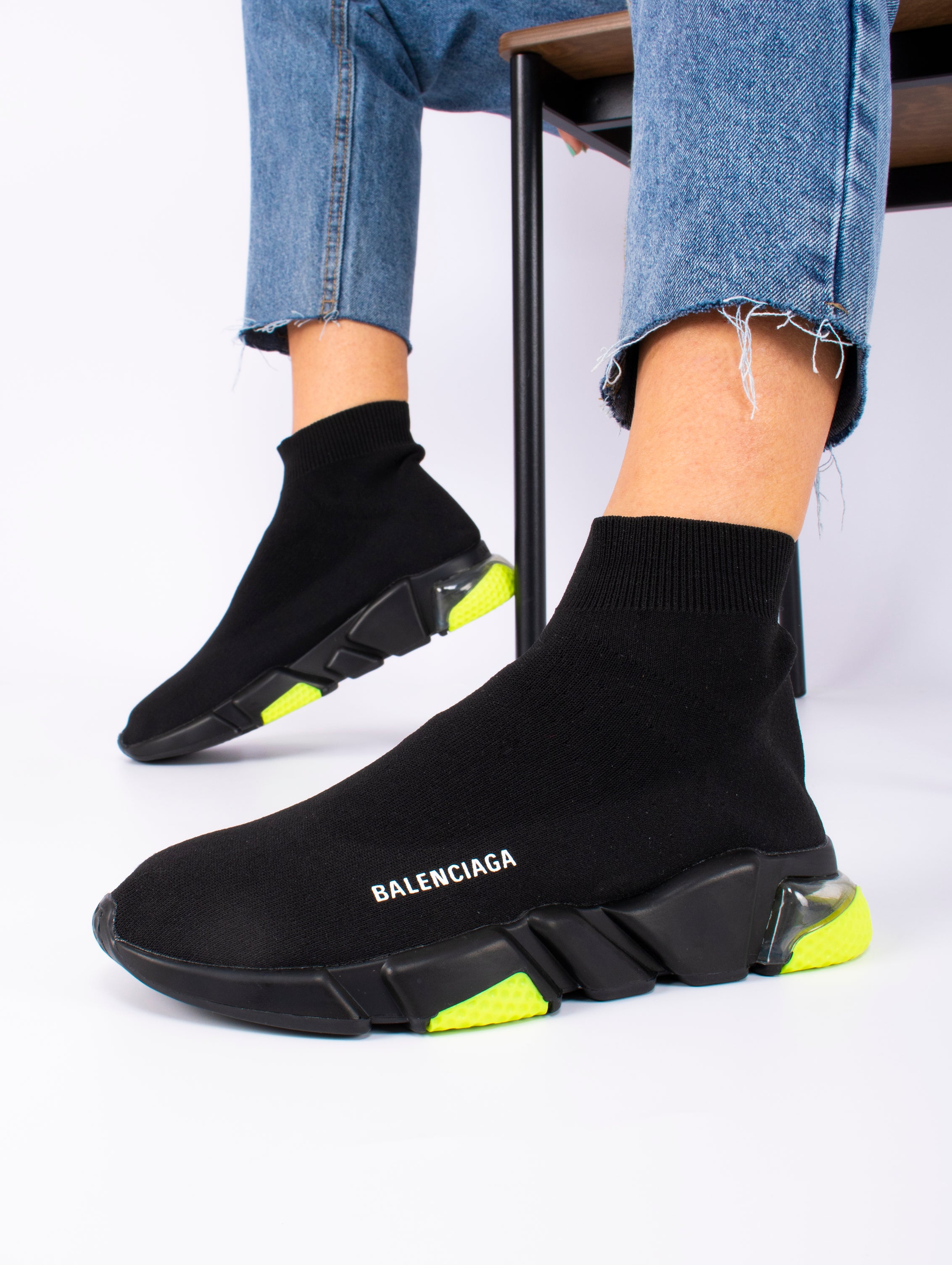 Balenciaga Speed Trainer with yellow base